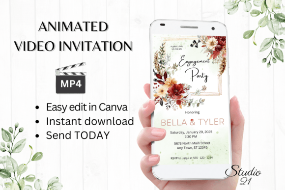 Charming Autumnal Invites: The W1152 Digital Template