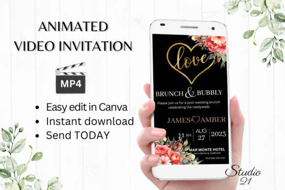 Designing a Modern Floral Wedding Brunch Invite