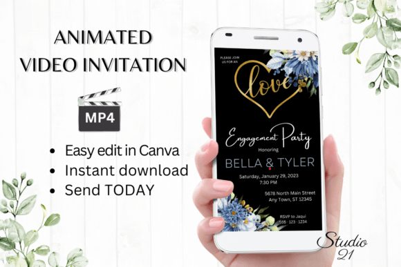 Effortless Celebration: The Digital Engagement Party Invite W1141
