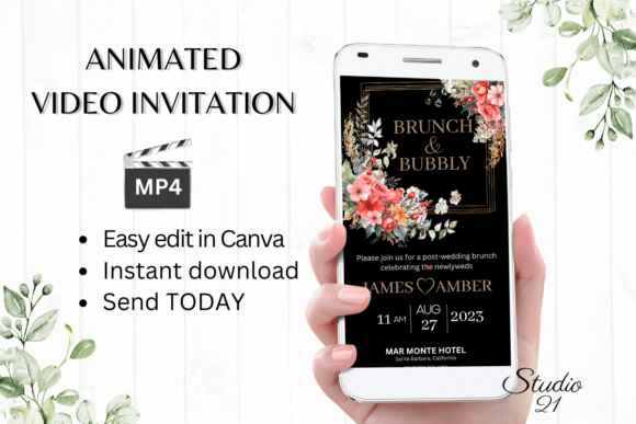 Elegant Floral Wedding Brunch Invites: A Canva Template Guide