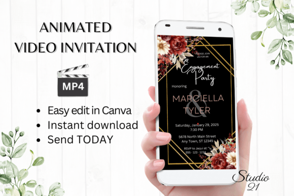 Fall Engagement Party Invite W1155: Your Animated Digital Template