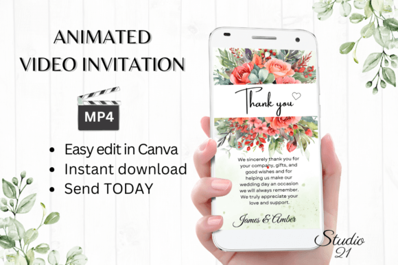 Floral Wedding Thank You W9136TU: The Elegant Script for Lasting Impressions
