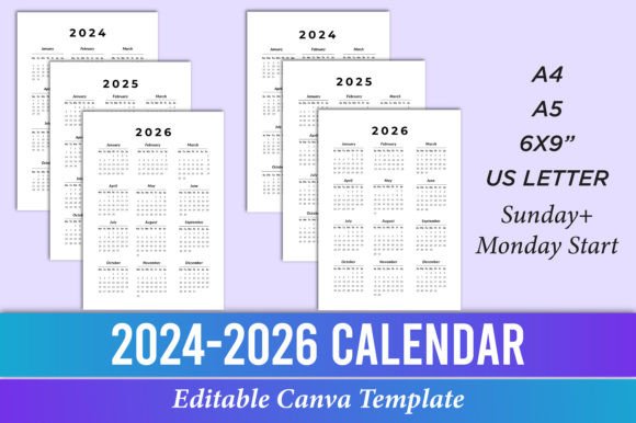 Master Your Schedule: 2024-2026 Vertical Calendar Canva Kdp