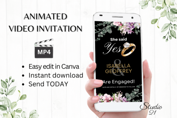 Orchids Engagement Announcement W1453B: A Modern Digital Template